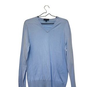 EXPRESS Men’s V-Neck Sweater Light Blue Cotton Blend Size Medium M Slim Fit
